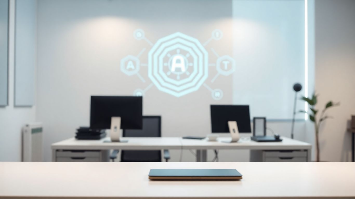 AI interface in a modern office