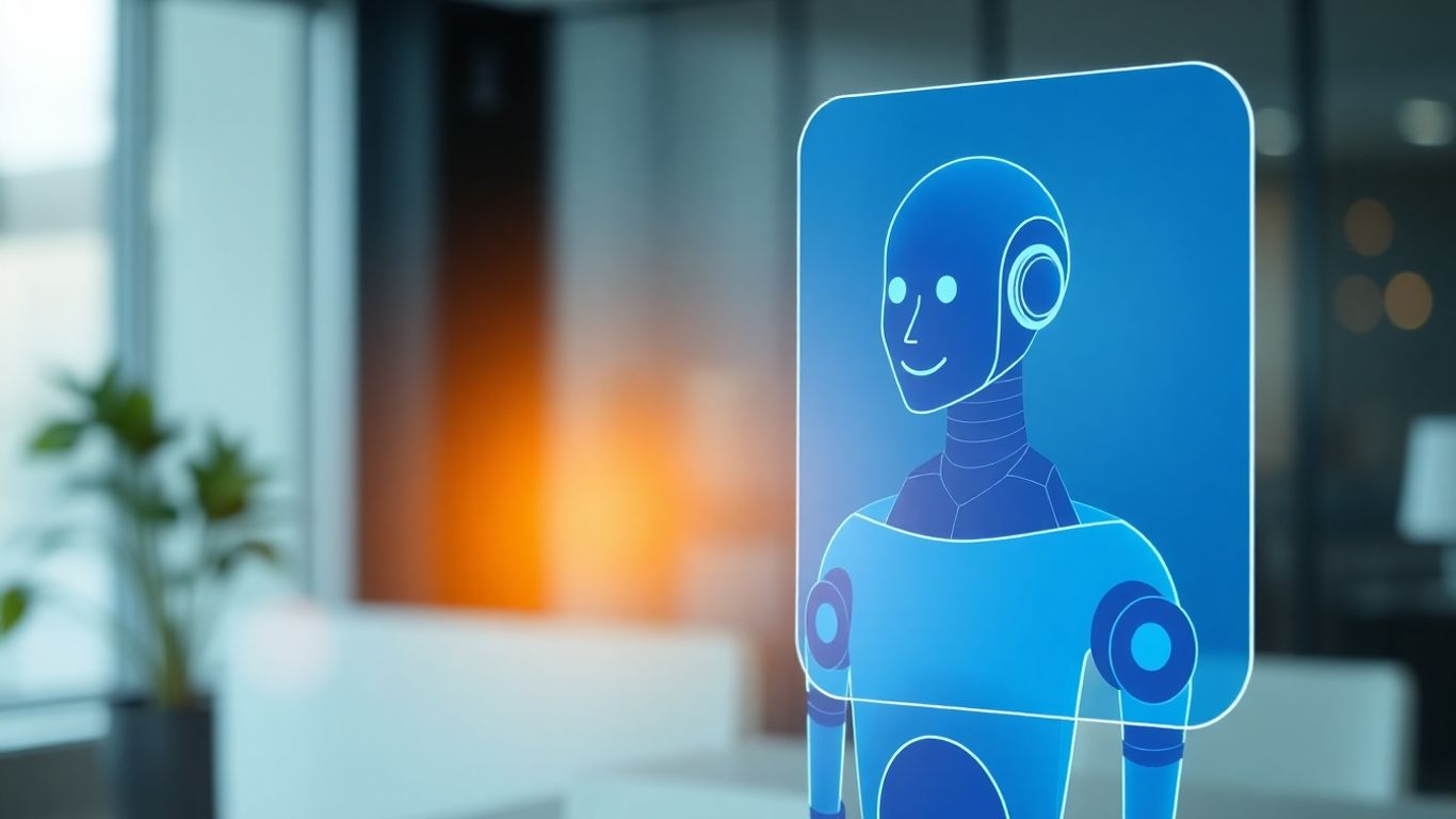 AI chatbot interface with avatar and user silhouette.