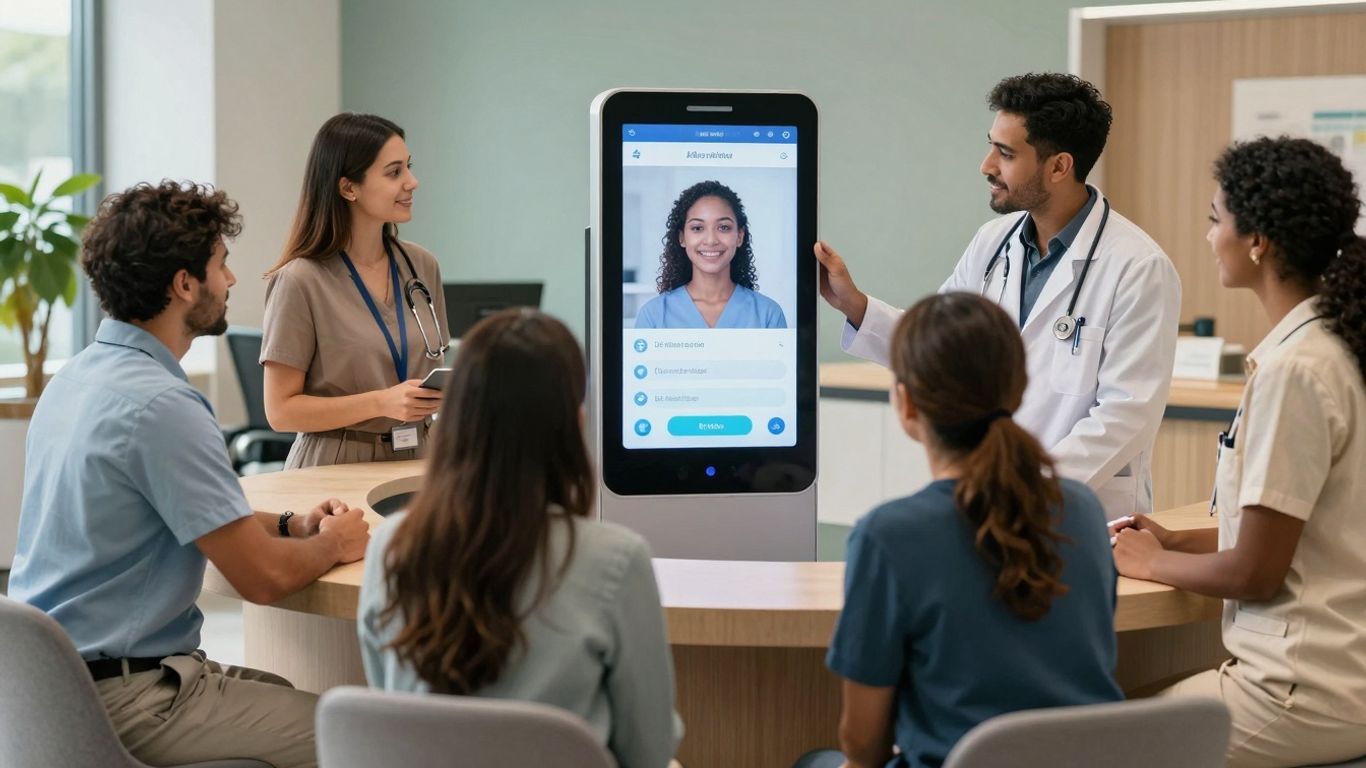 AI voice agent assisting patients and staff in a healthcare setting.