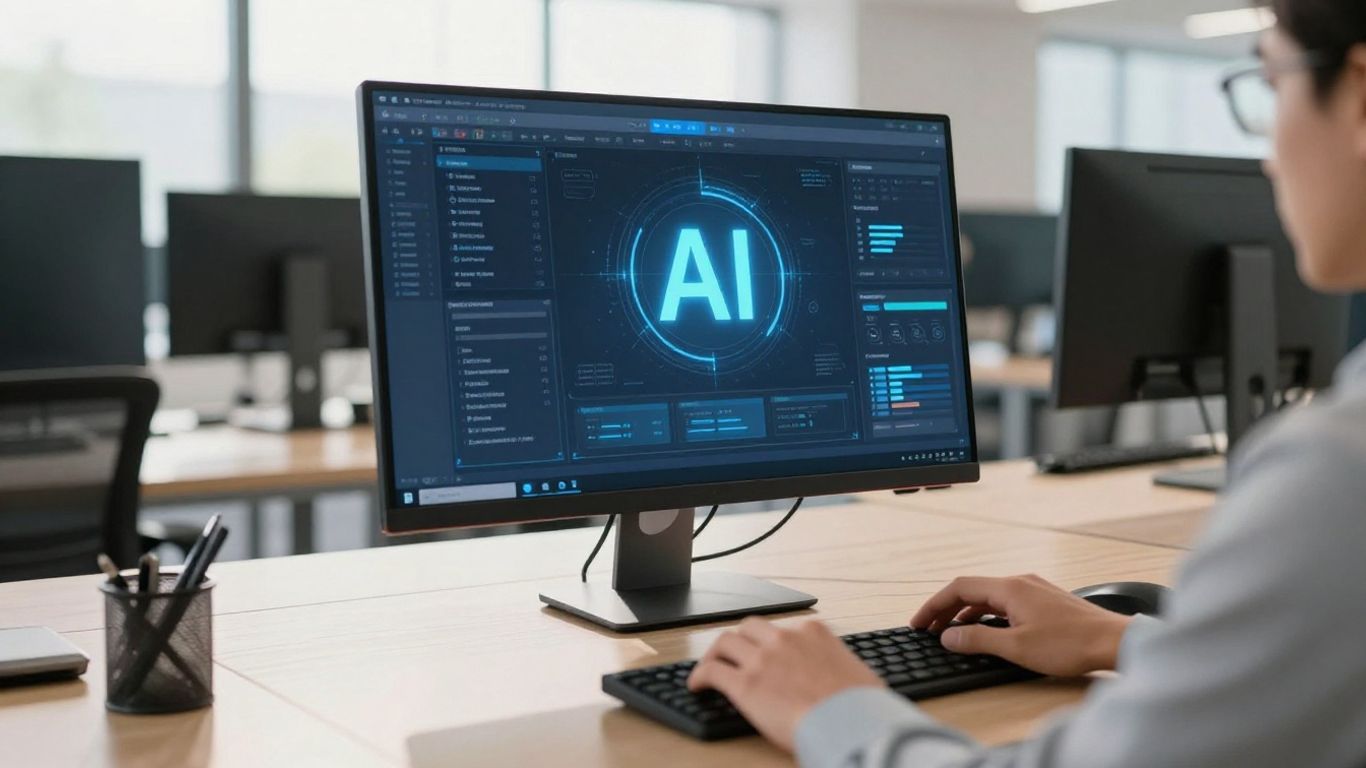 AI software on computer screen in office