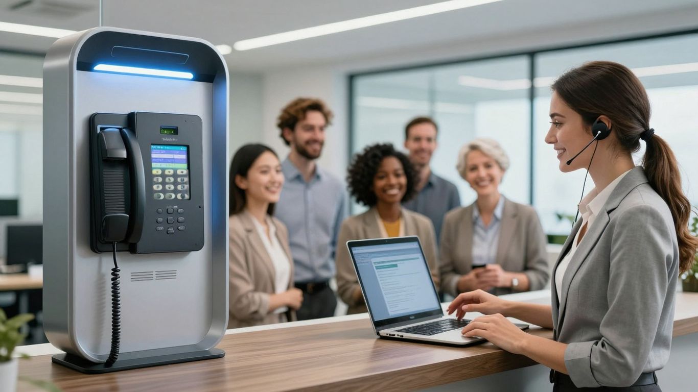 Modern phone system improving customer experience in an office.