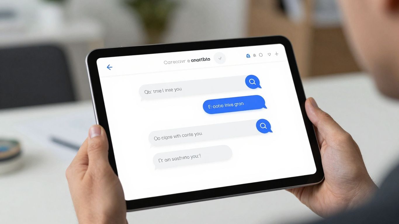 Real estate chatbot on a tablet screen.