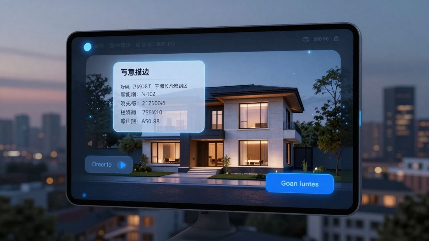 Chatbot interface showing a house and property details.