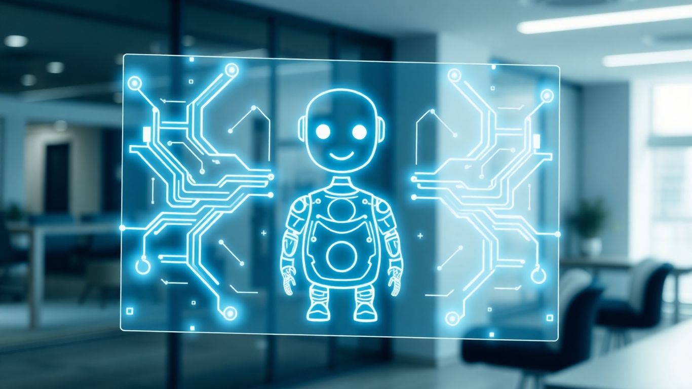 AI receptionist interface with robot avatar.