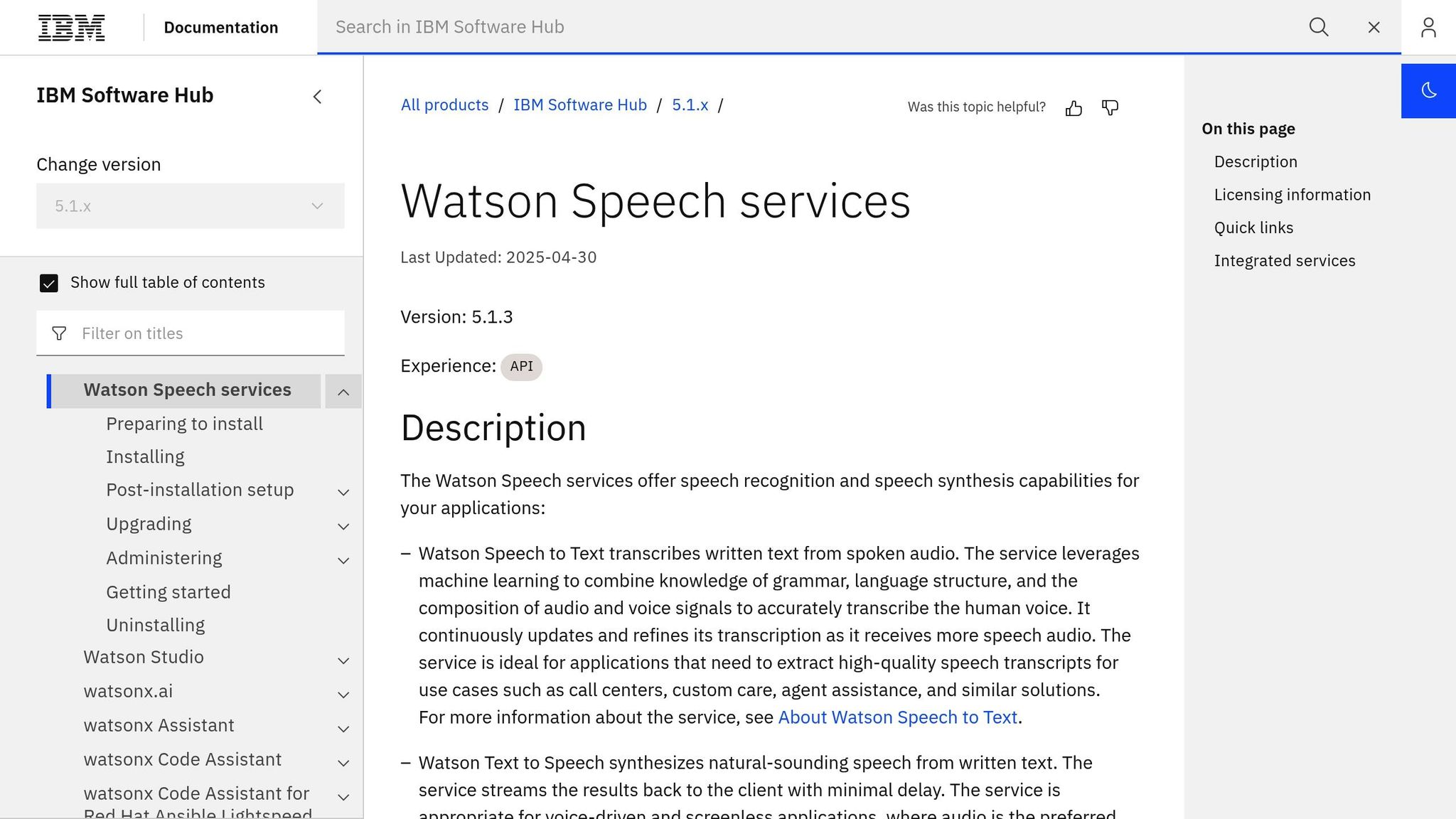 IBM Watson Speech Services