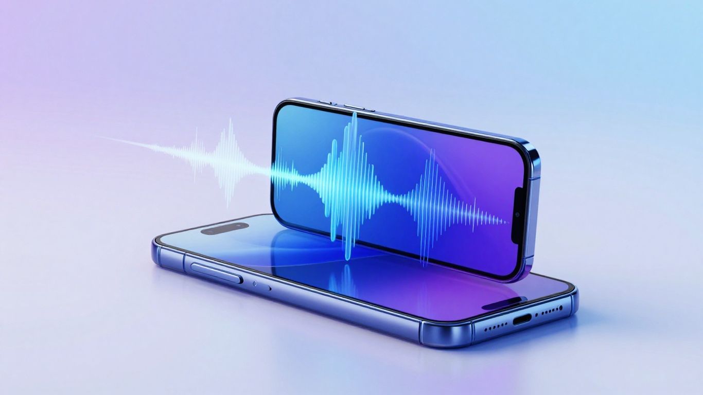 Smartphone with sound waves, representing AI phone answering.