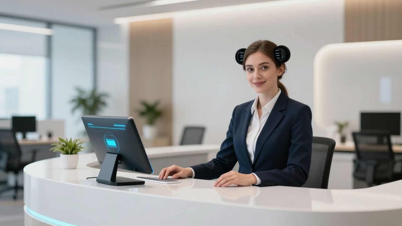 AI receptionist interface on a screen