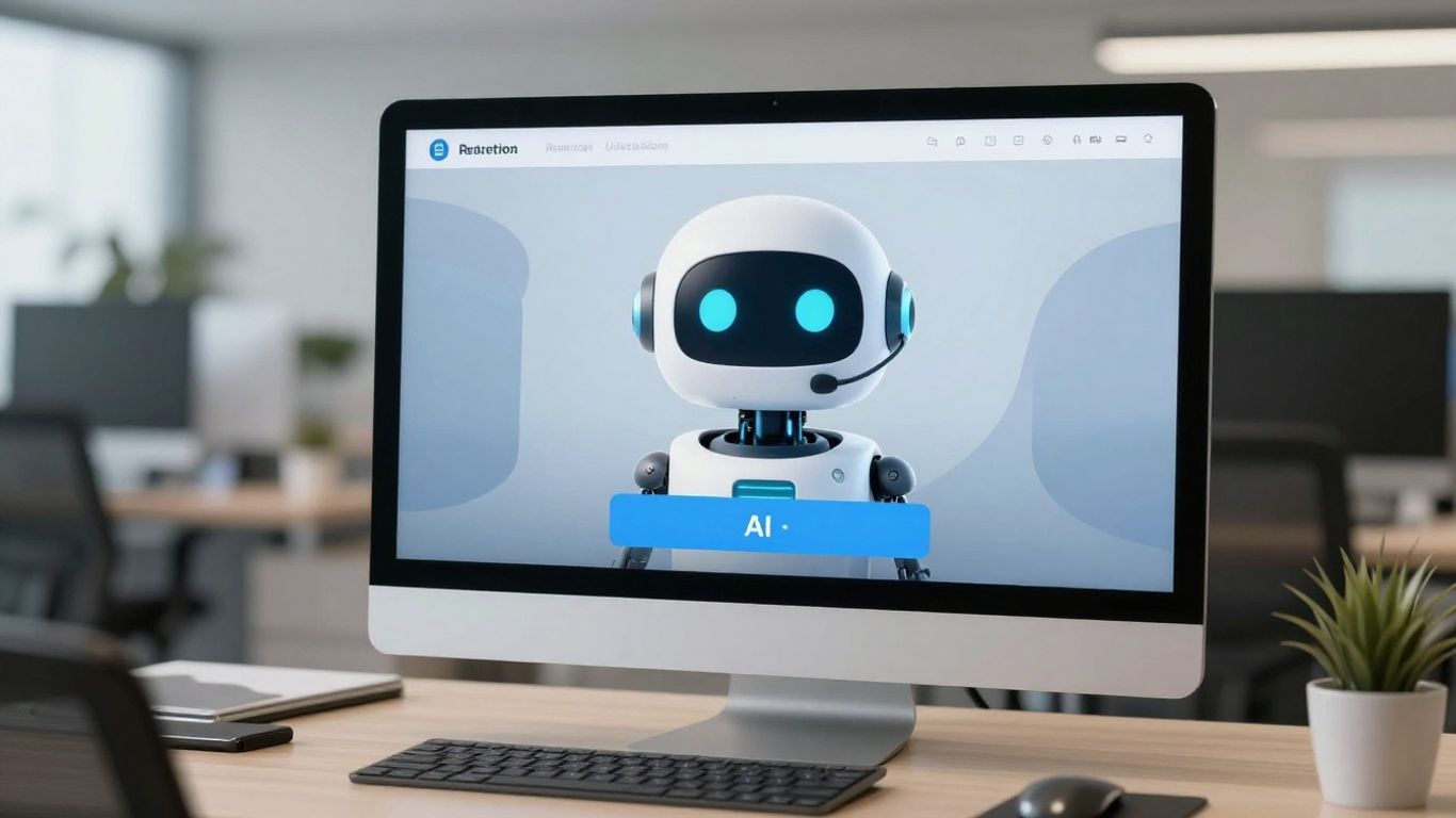 AI receptionist software interface with robot avatar.