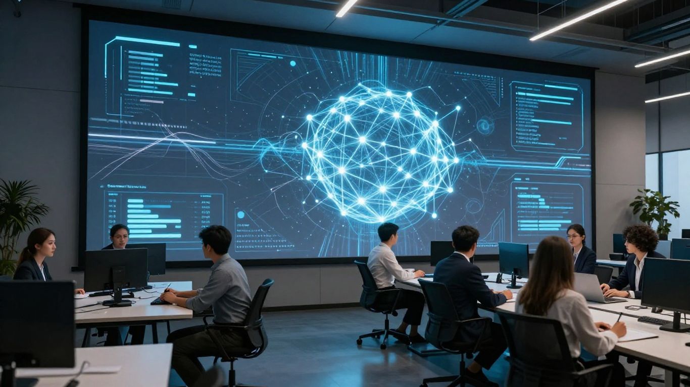 Salesforce Einstein AI interface in an office setting.