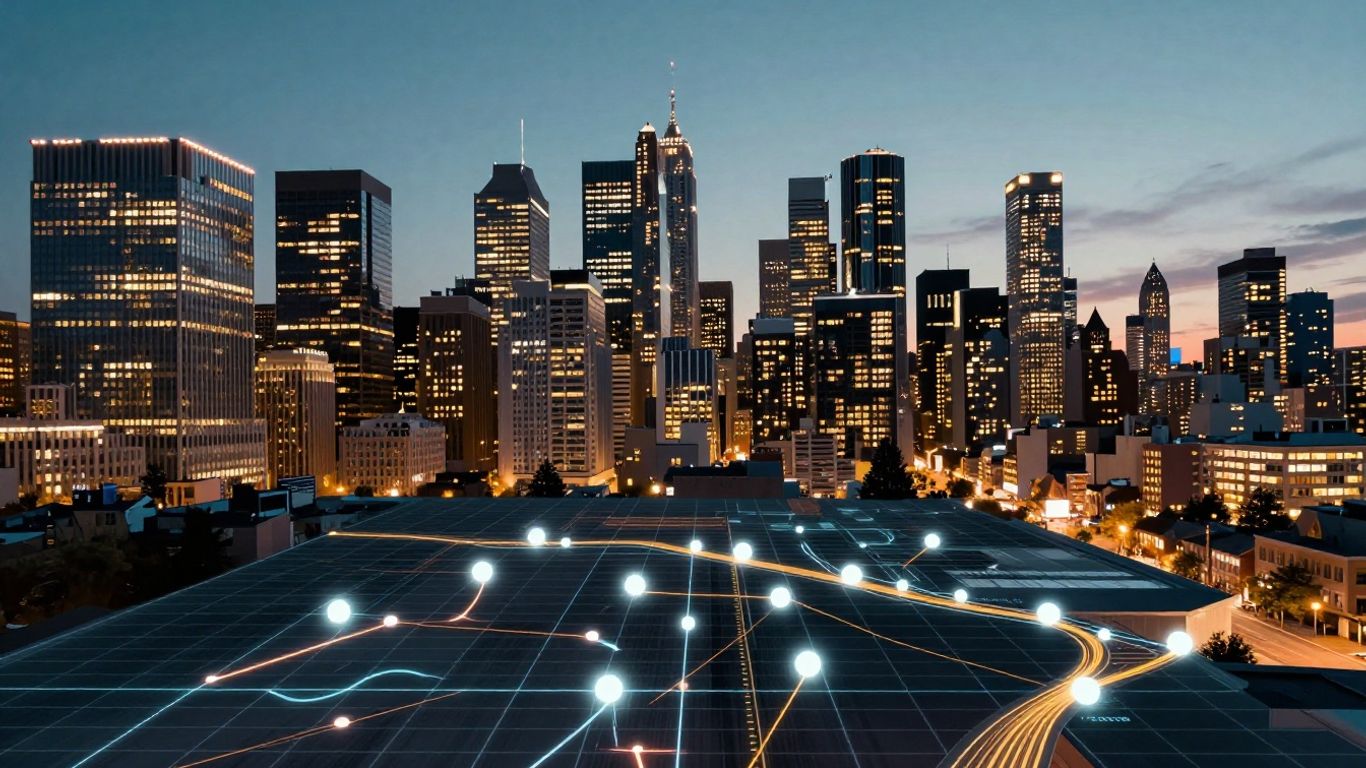 Canadian cityscape with AI-driven real estate targeting interfaces.