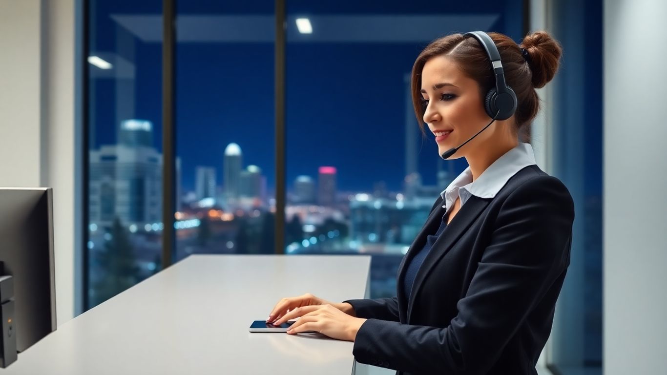 Receptionist on call at night in Burbank office
