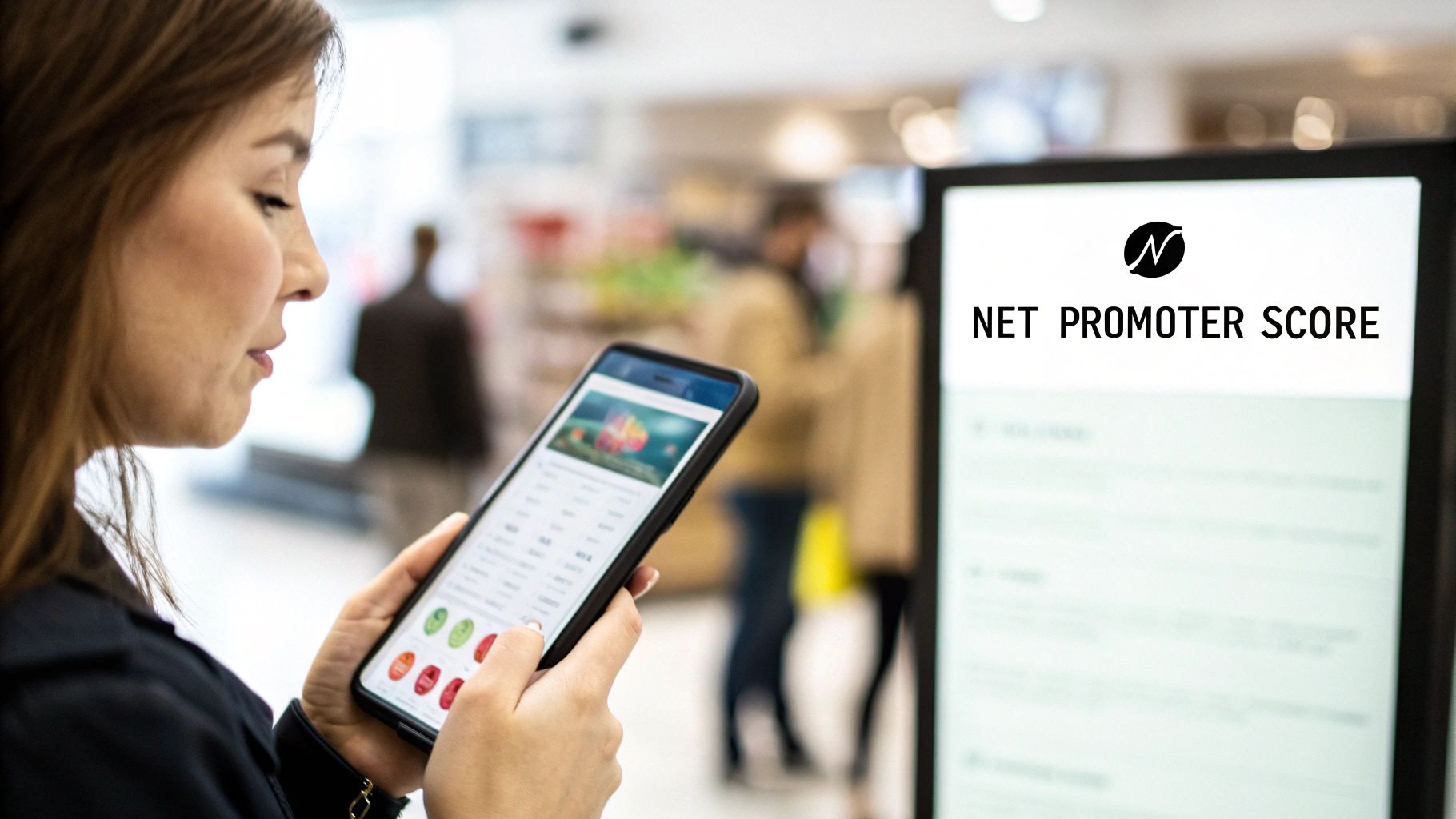 Infographic explaining the Net Promoter Score (NPS) categories: Promoters, Passives, and Detractors.