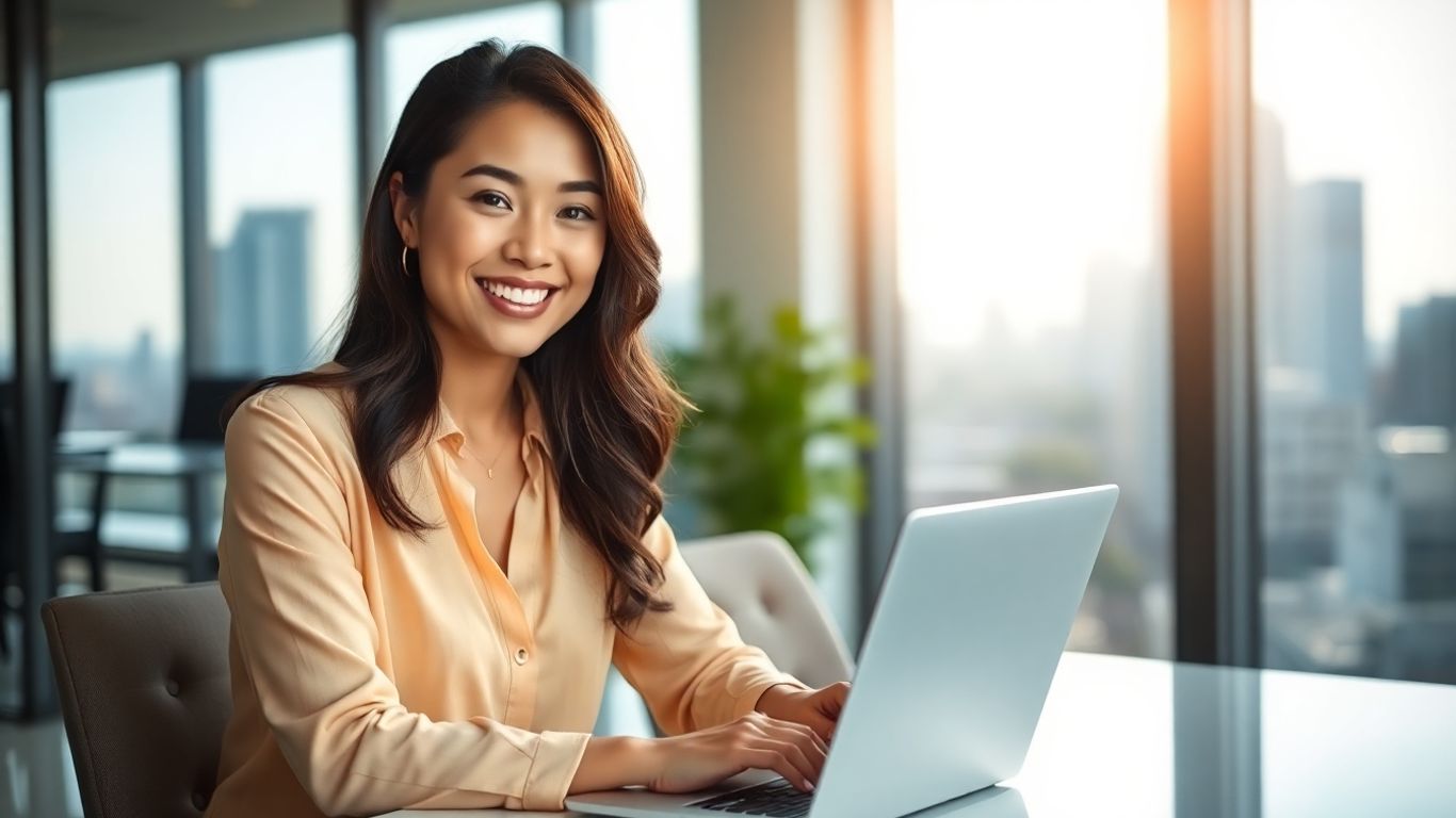 Virtual assistant working in a modern office