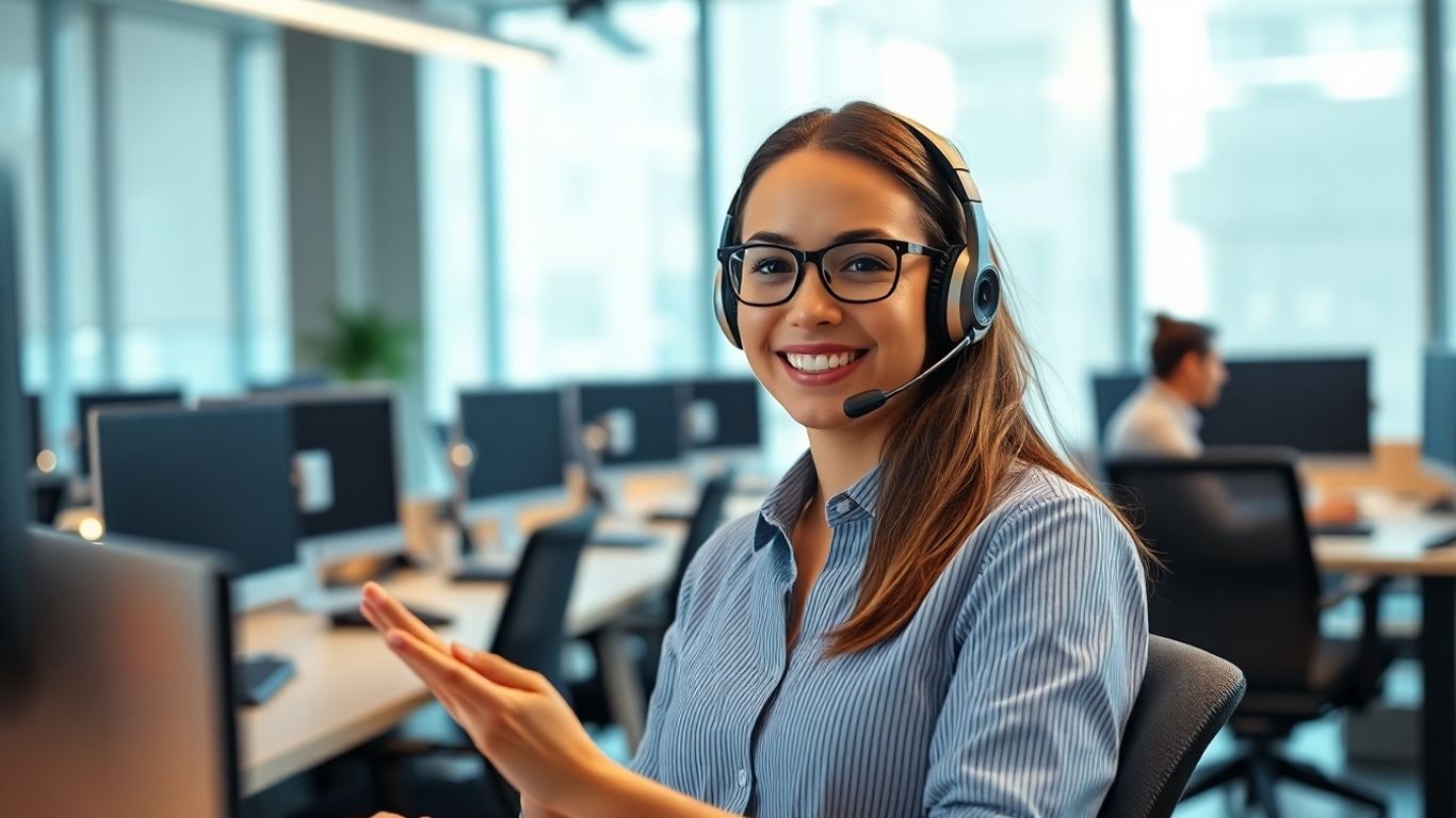 Professional using AI-powered virtual receptionist system