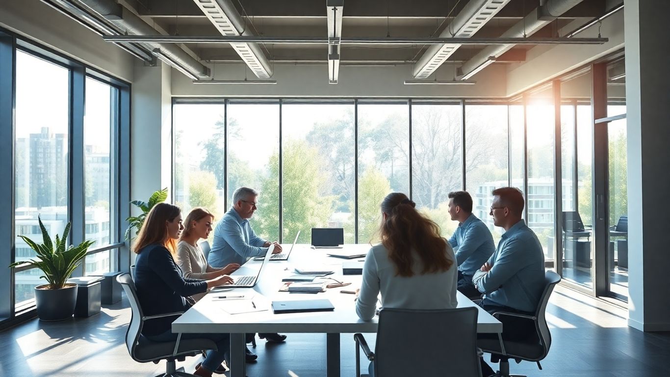 Virtual assistants working in a modern office.
