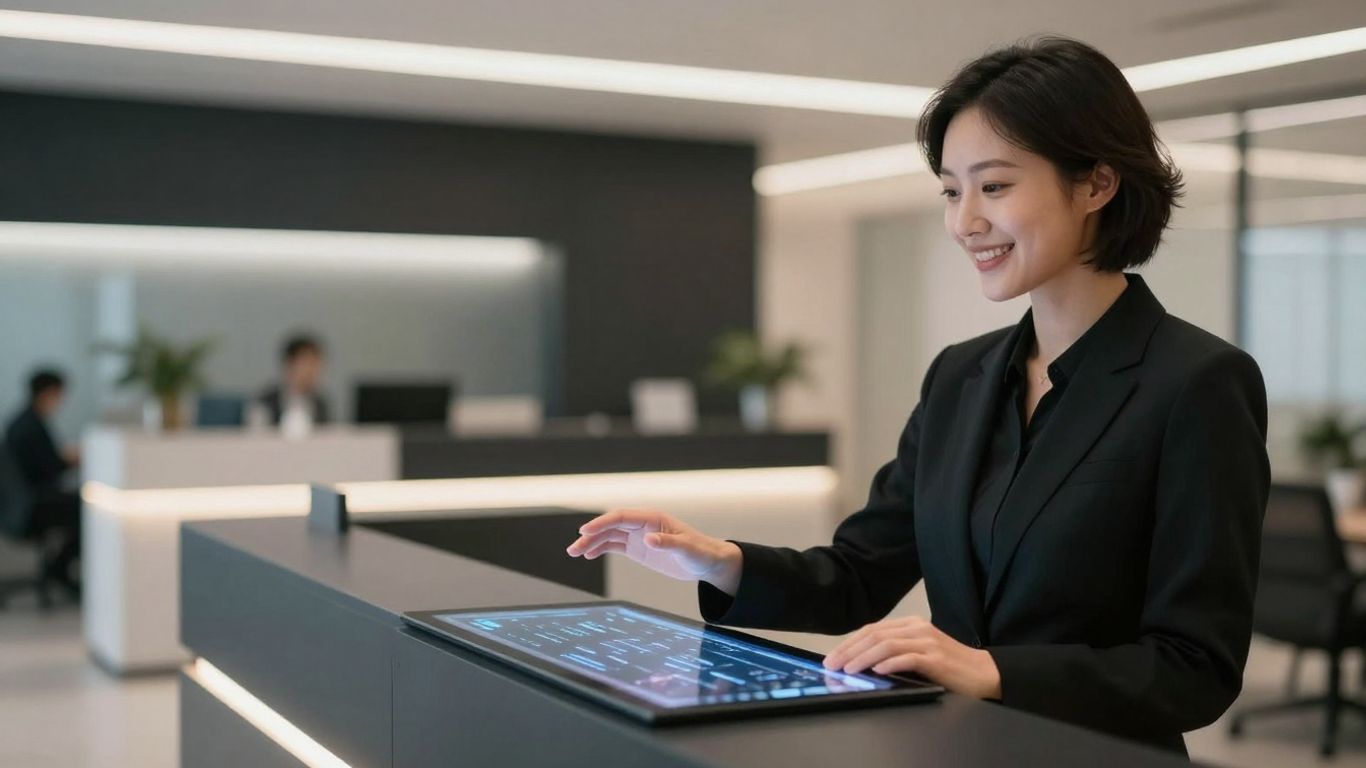 Virtual assistant receptionist handling calls and managing schedules.