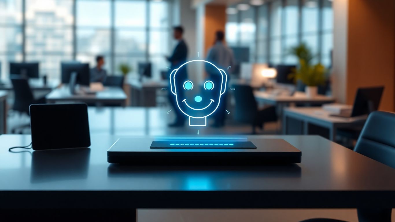 AI receptionist interface on a desk