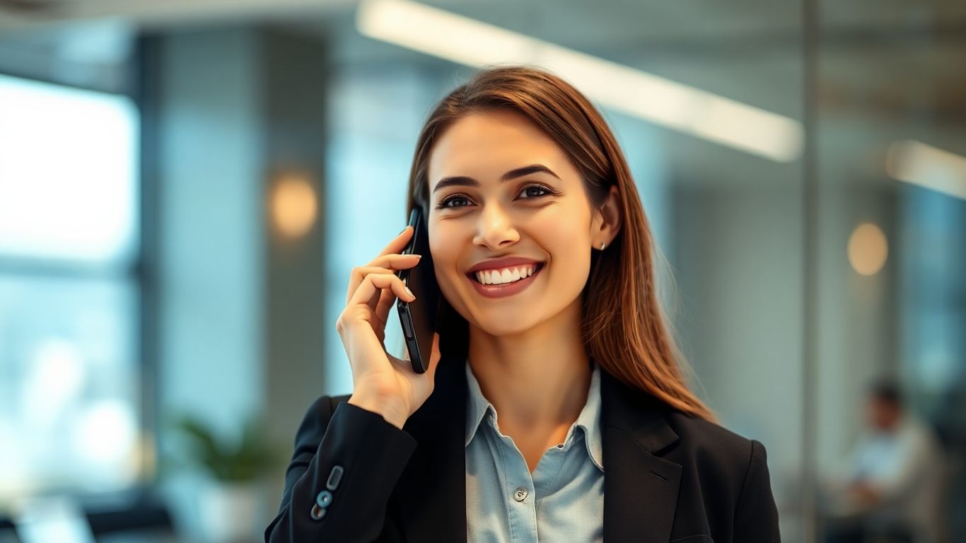 Businessperson using AI voicemail on smartphone