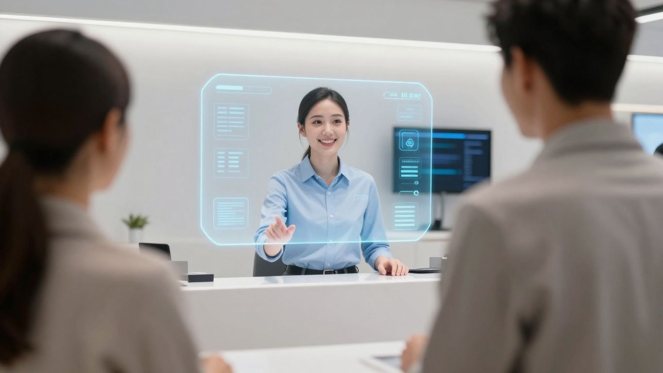 AI receptionist in a car dealership showroom