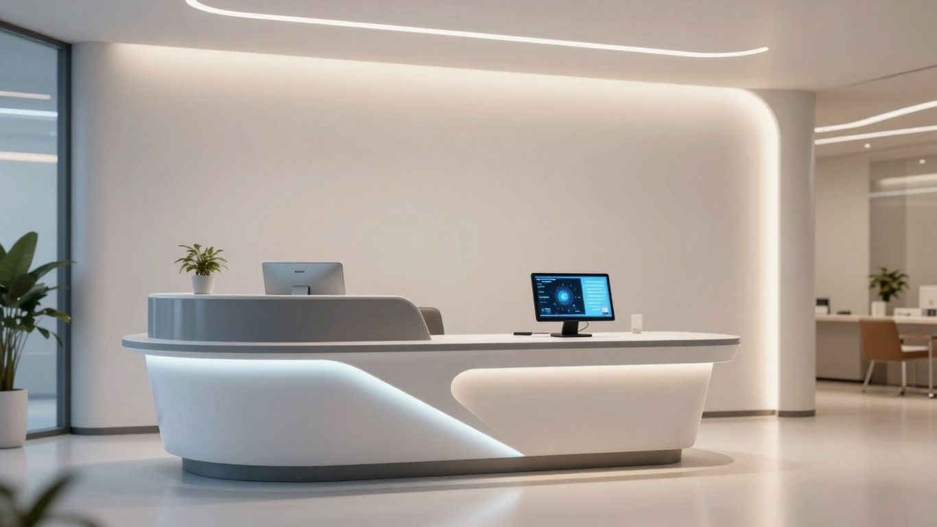 AI front desk in a modern medical office.
