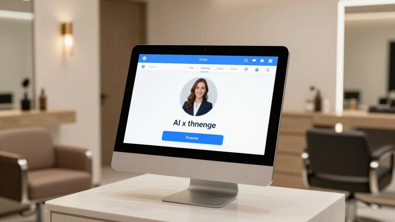 AI receptionist interface in a modern salon