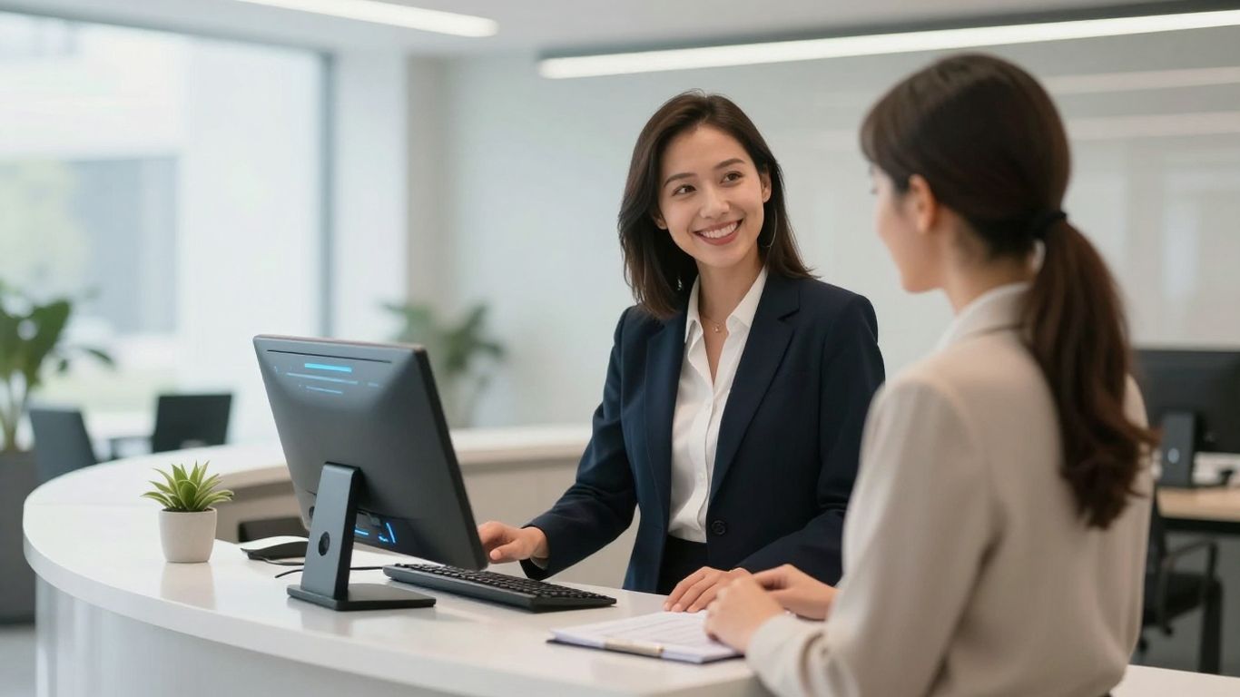 AI receptionist assisting a business client