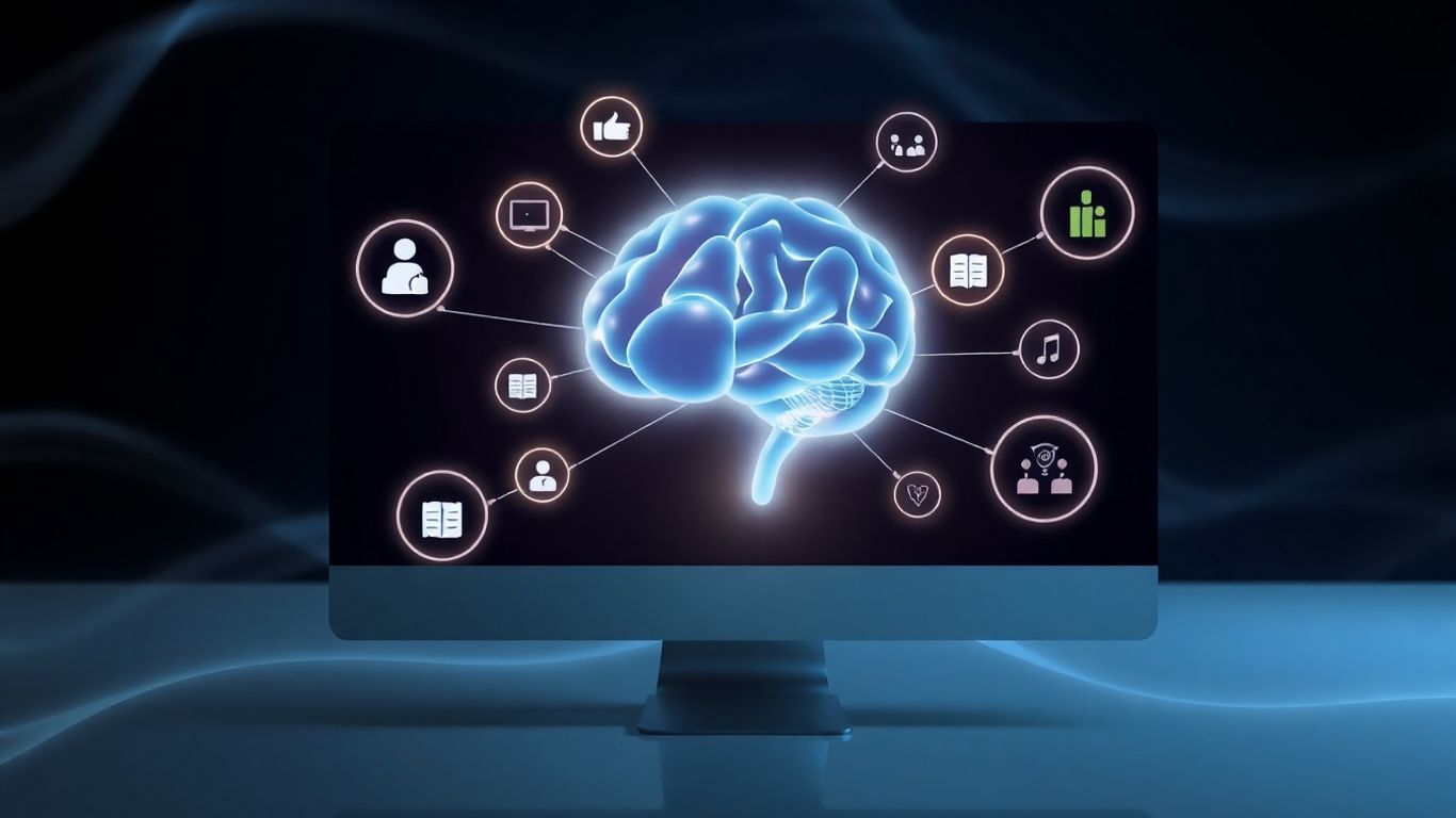 AI brain connected to communication icons