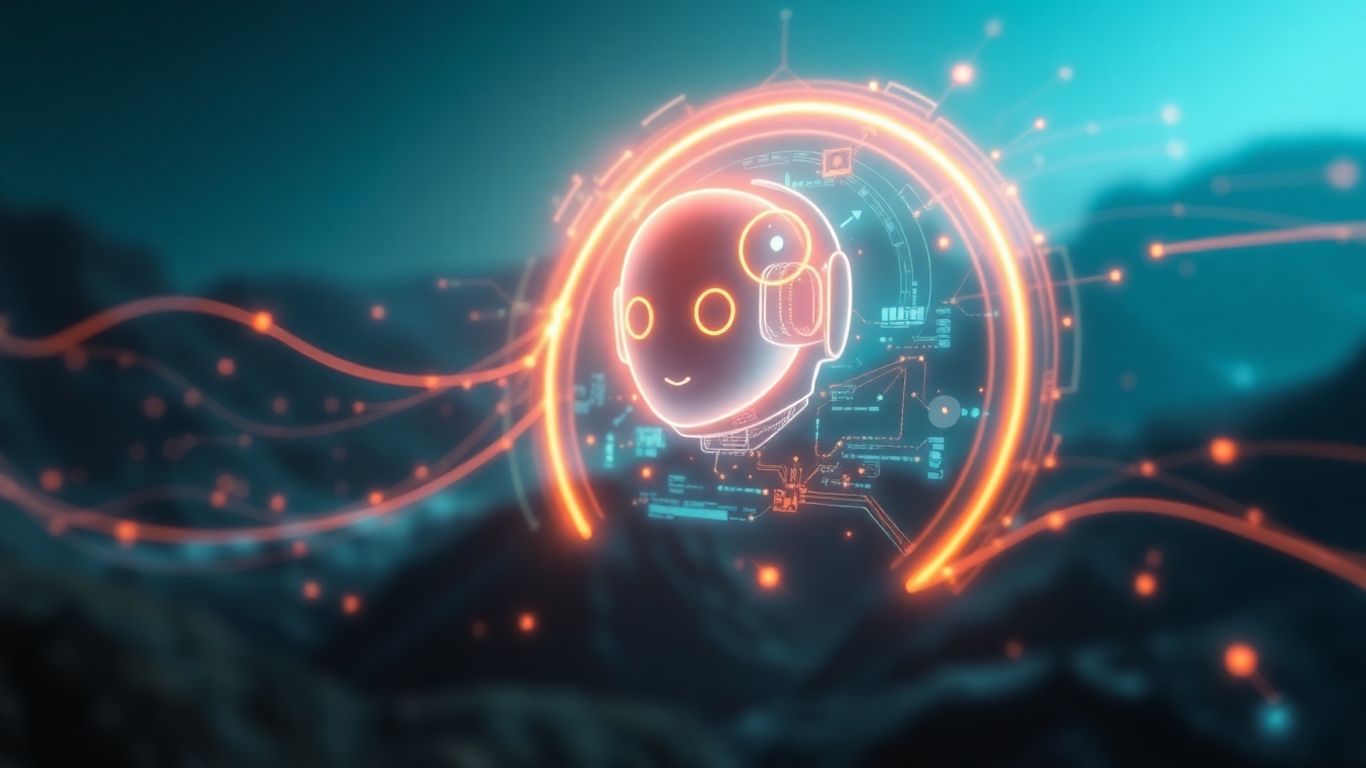 Perplexity AI chatbot interface with glowing light trails.