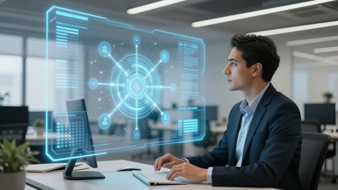 Financial advisor using AI interface for growth.
