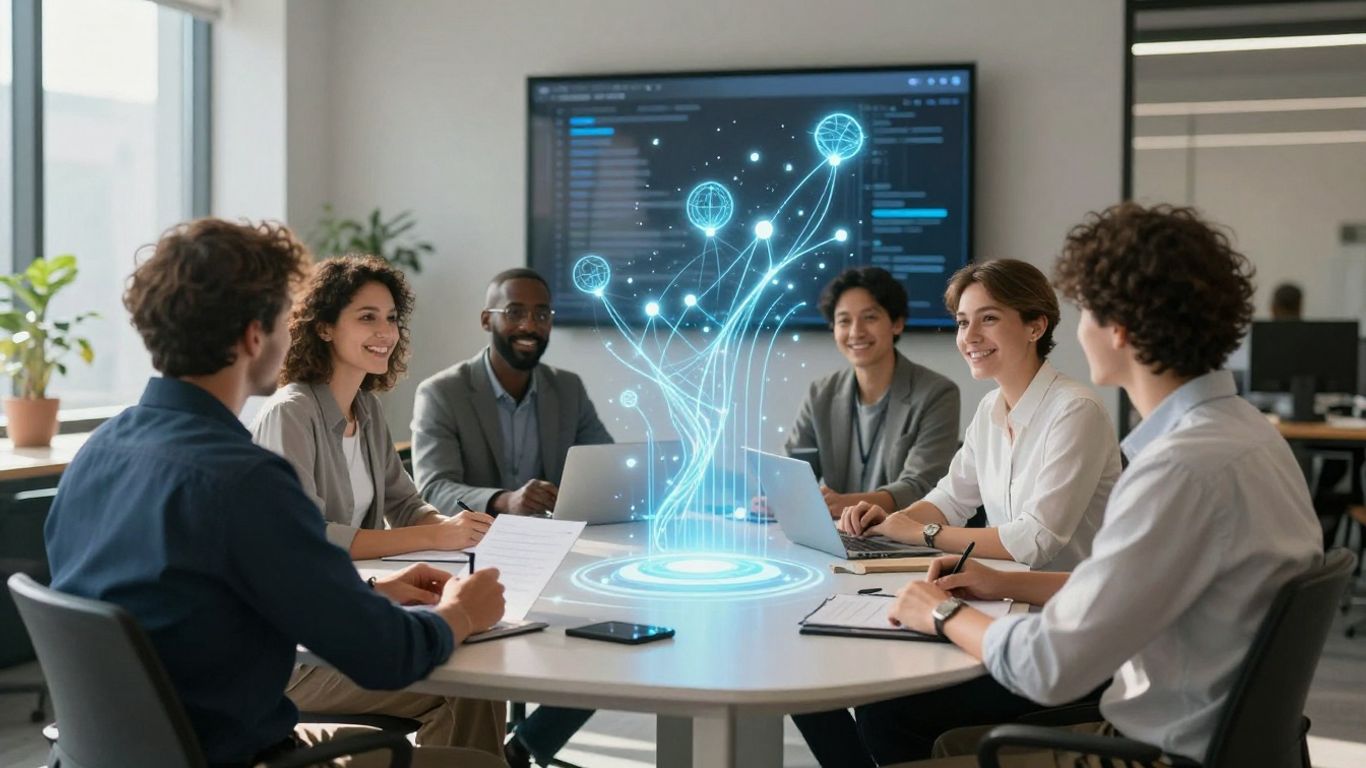 Small business owners using AI tools for growth.
