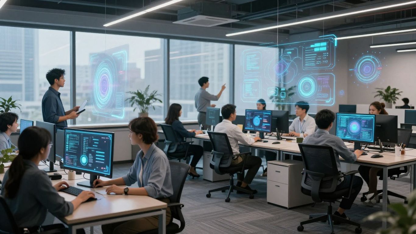 Small business team using AI tools for growth.