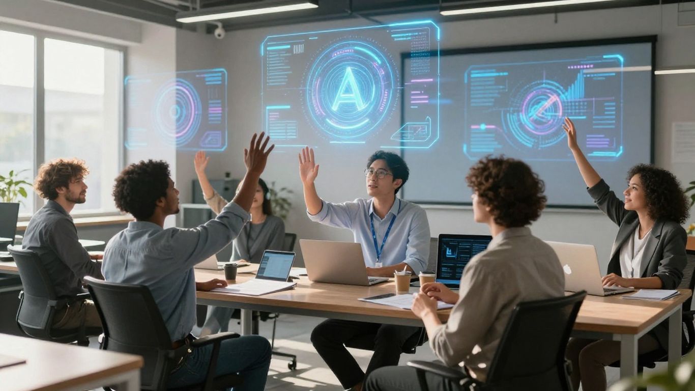 Small business owners interacting with AI tools.