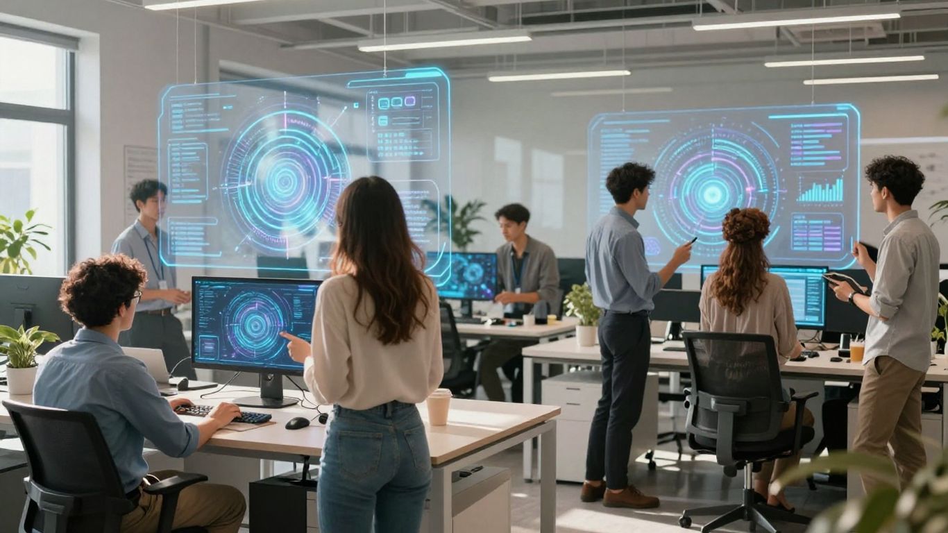Small business owners using AI tools for growth.