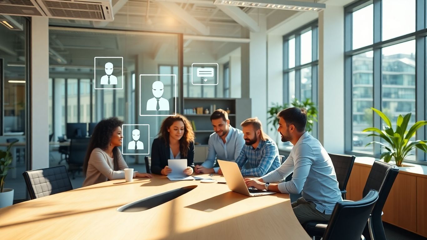AI chatbot integration in a modern office.