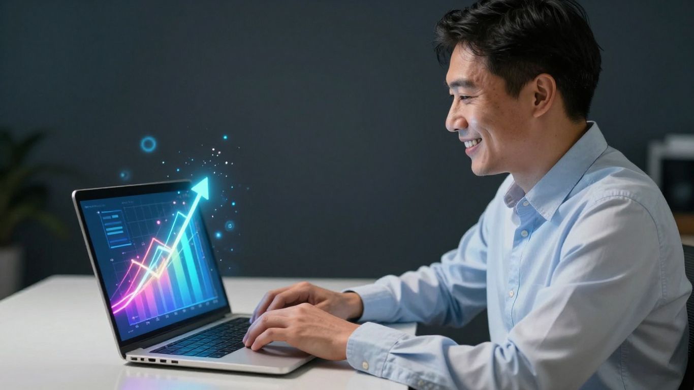 Small business owner achieving growth with AI tools.