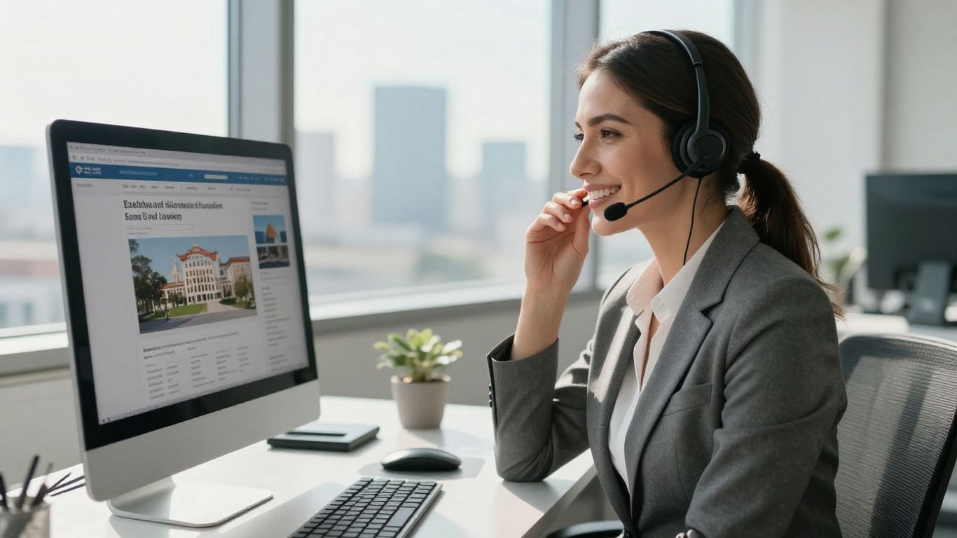 Virtual receptionist assisting real estate clients.