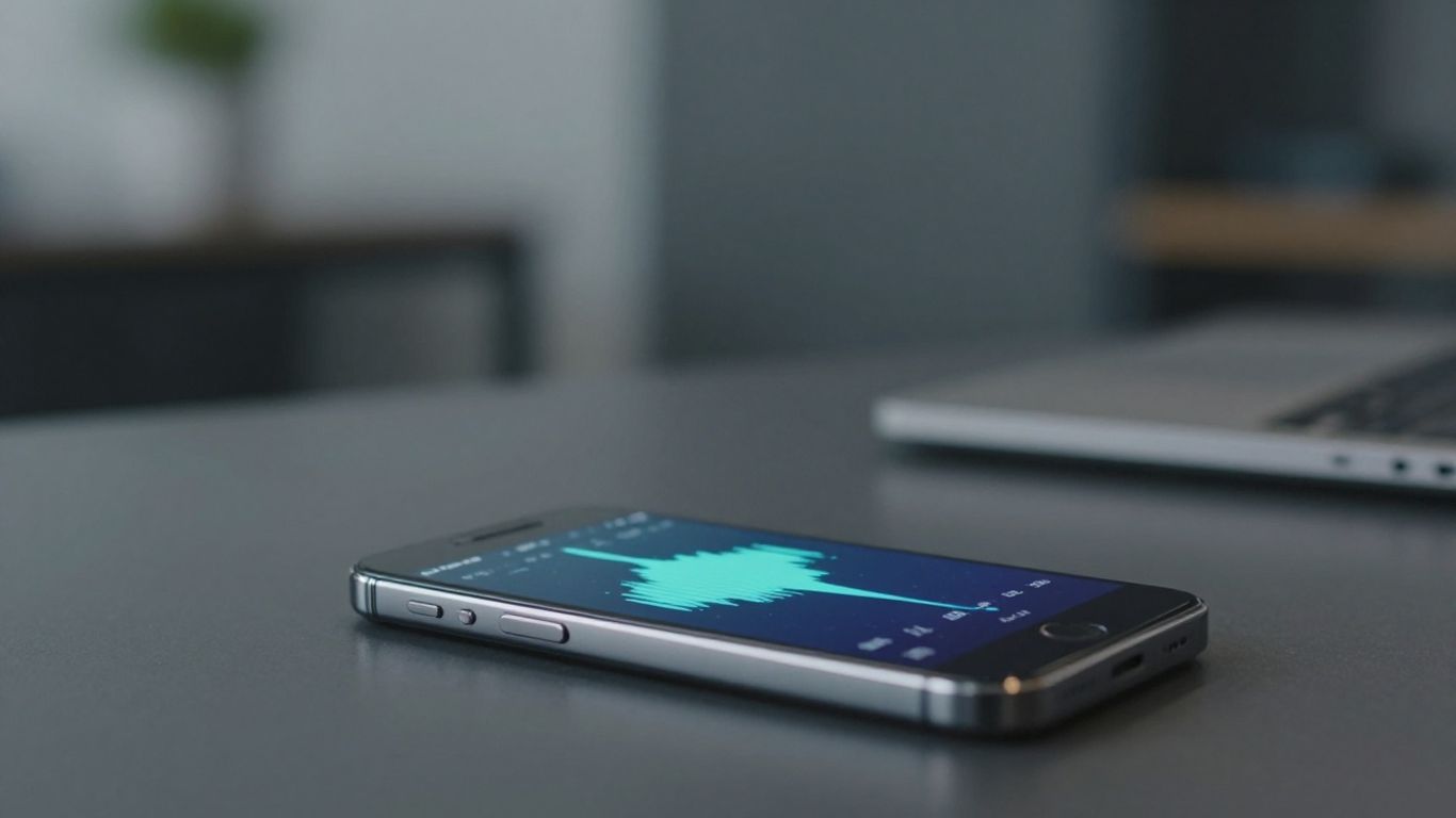 Smartphone showing AI voicemail waveform.