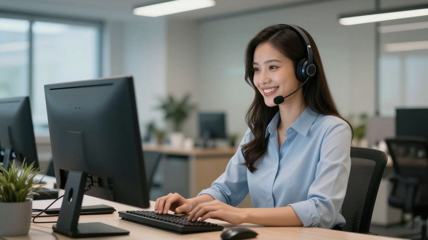 AI virtual receptionist on a computer screen