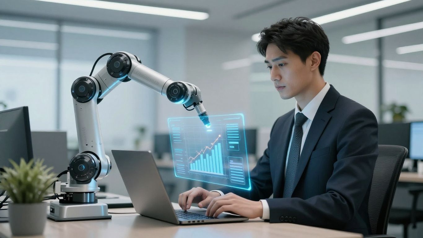 UiPath automation tool interface with robotic arm.