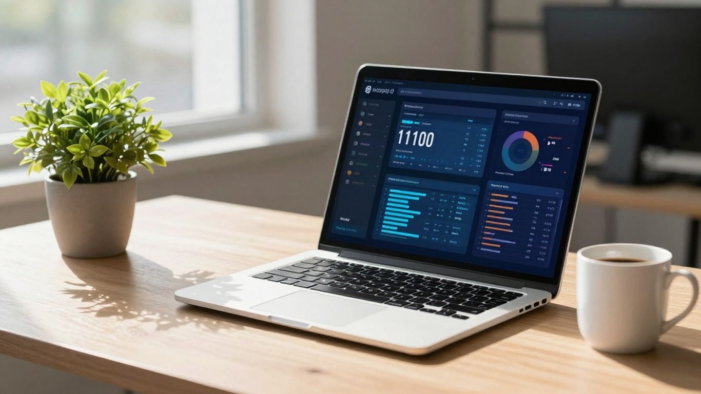 Zoho CRM interface on a laptop screen.