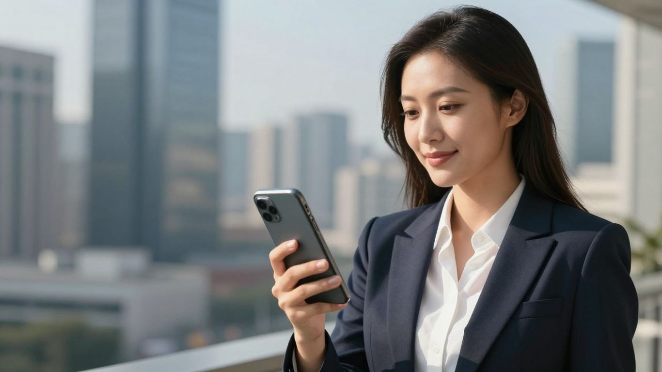 Businesswoman answering phone, professional image