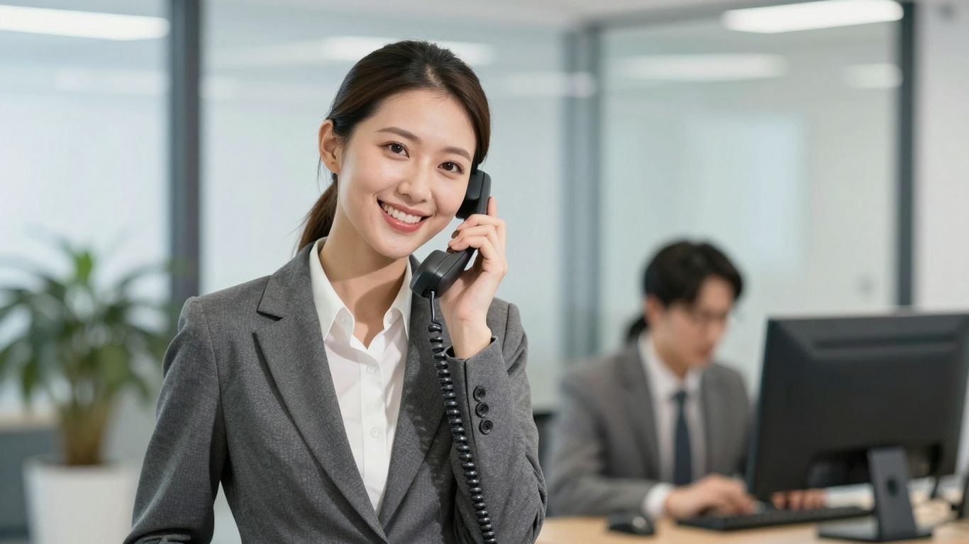 Businesswoman with phone, representing constant business availability.