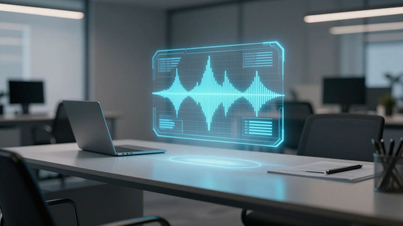 AI voice receptionist interface with soundwaves.
