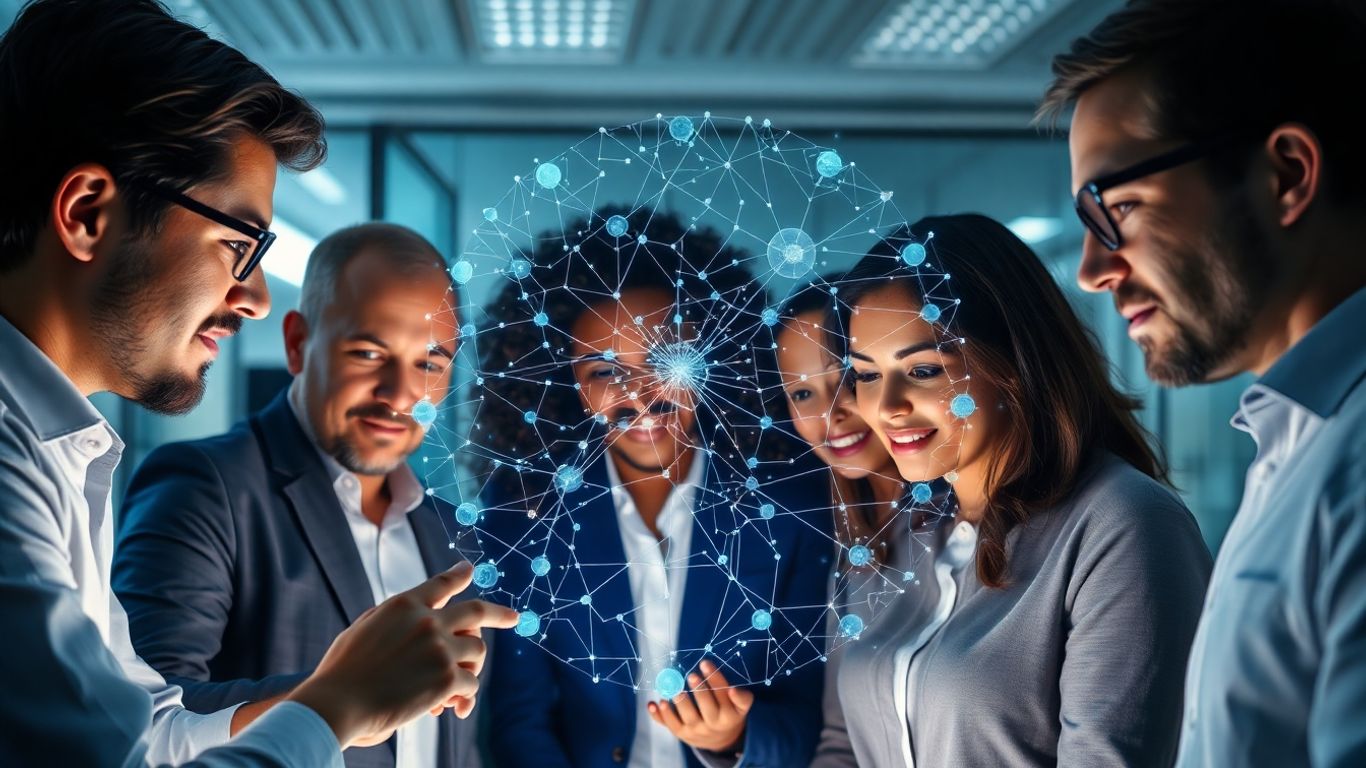 Team collaborating on generative AI chatbot development