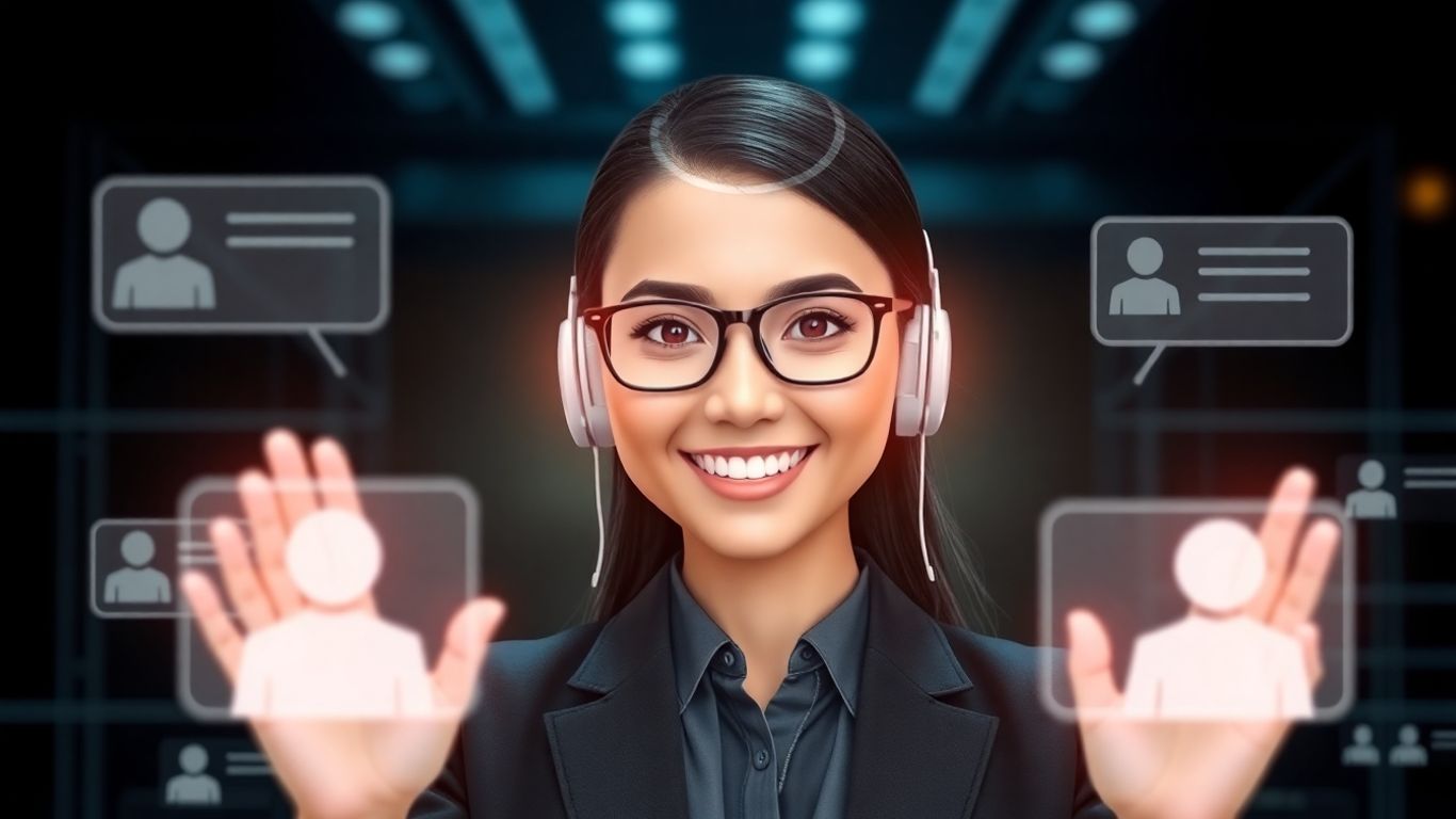 AI virtual receptionist interacting with customer inquiries.