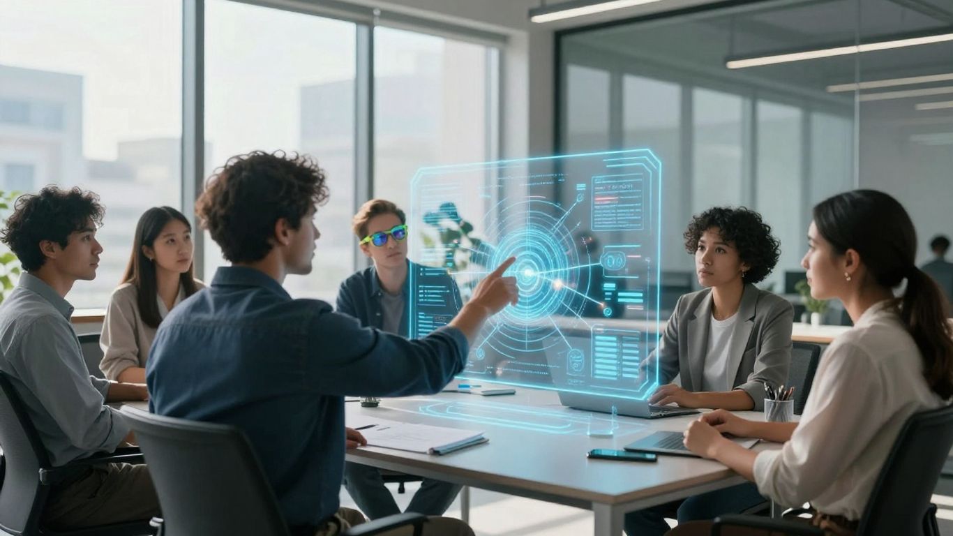 Team and AI collaborating on sales growth interface.