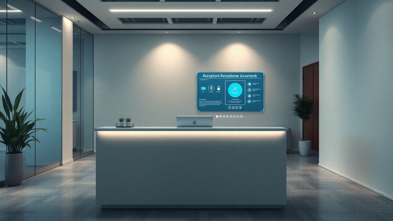 AI receptionist interface on a desk