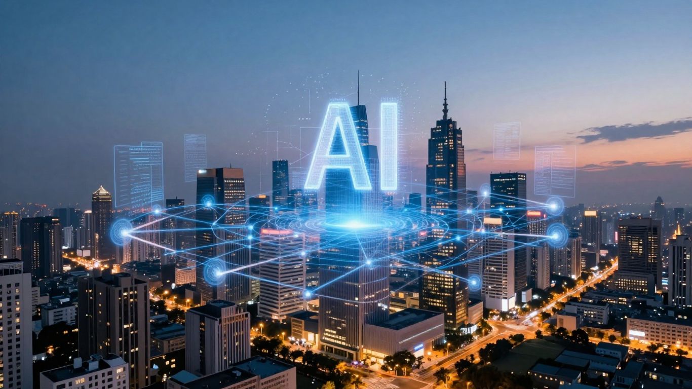 AI transforming real estate property transactions visually.