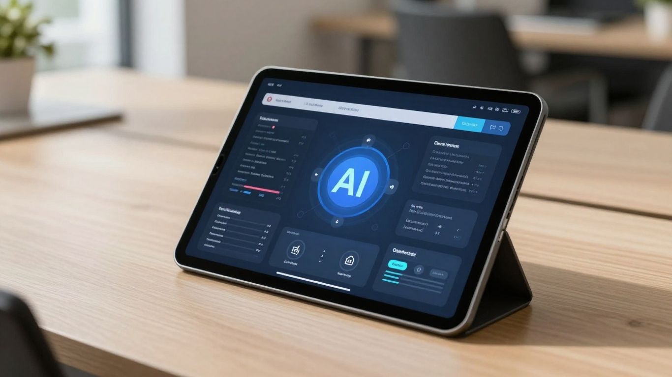 Canadian realtor using AI tool on a tablet.