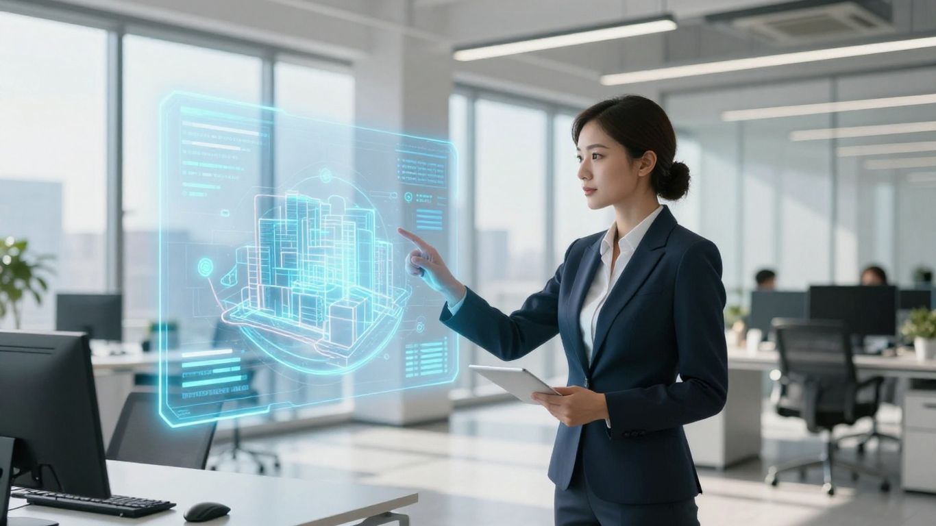 Realtor using AI assistant for property management.